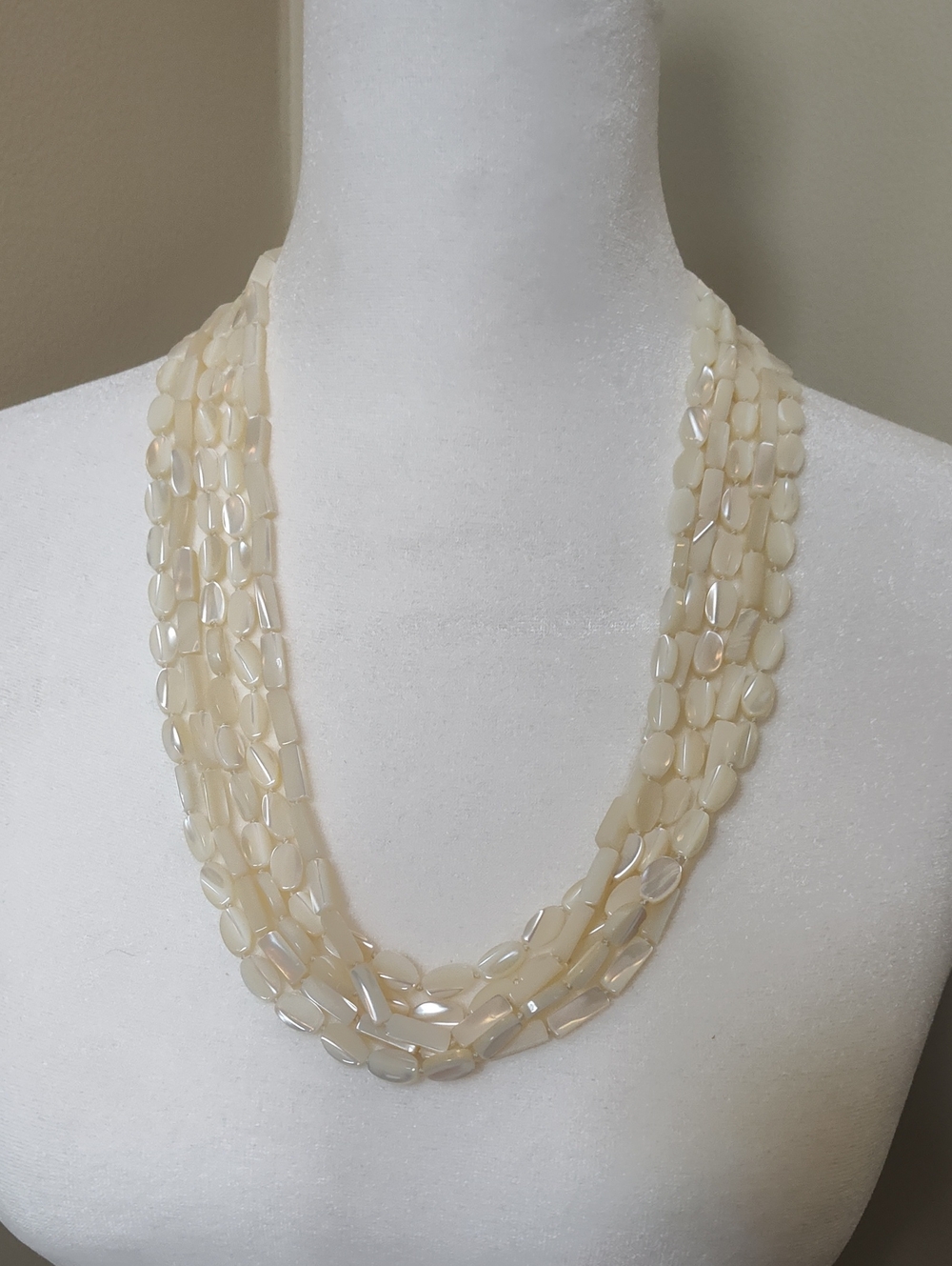 Vintage Vogue 5-Strand Mother Of Bead Necklace - Elegant Layered Women’s Jewelry
